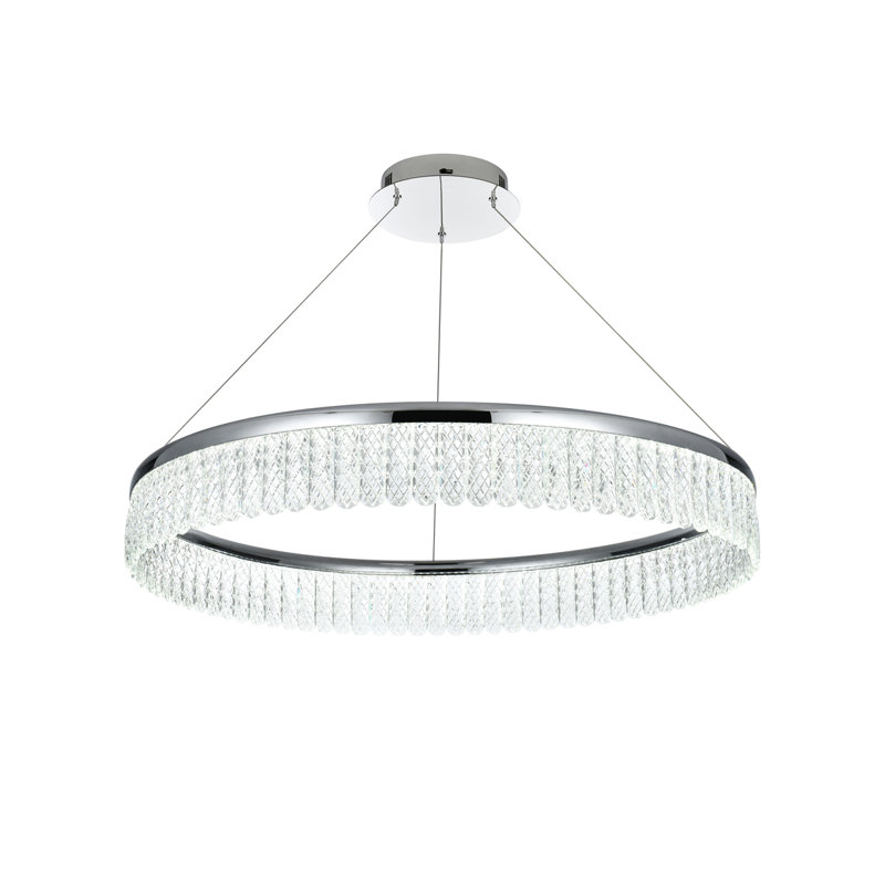 Yiana Dimmable LED Round / Oval Chandelier, Chrome, 4.5" H x 32" W x 32" D