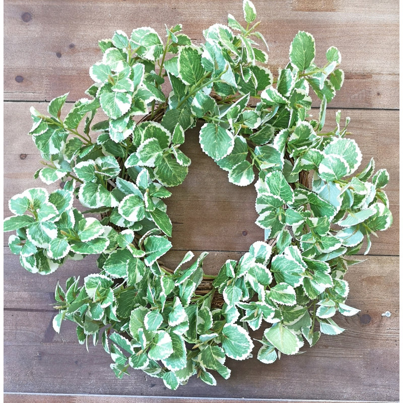 Couronne en soie 20" green leaf varigated