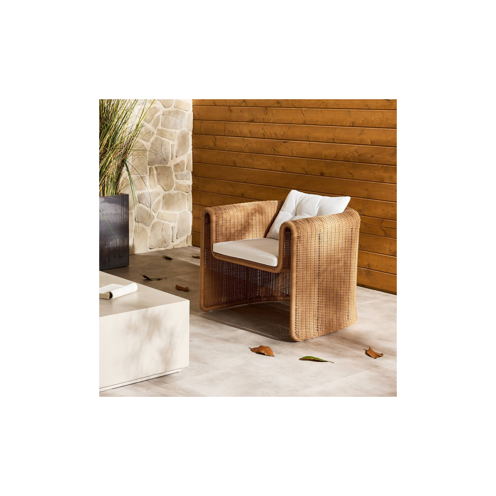 Mahi Wicker Outdoor Lounge Chair, Dark Brown