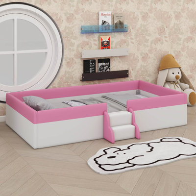 Upholstered Daybed Frame With Fence And Stairs