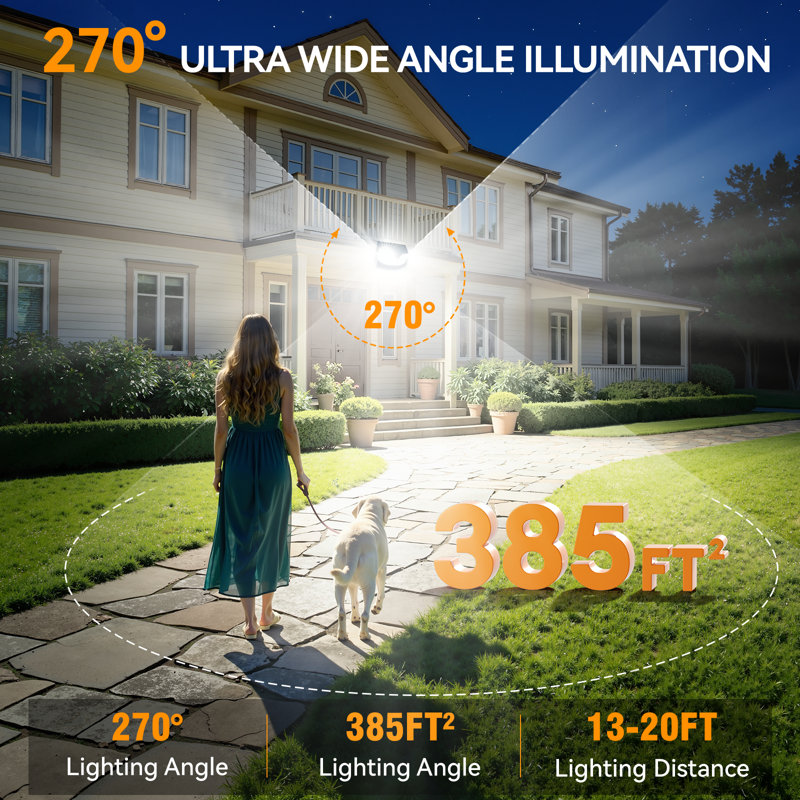 152 Led Solar Motion Sensor Wall Lights, Ip65 Waterproof Abs 3 Modes 270° Wide Angle Outdoor Security Light For Deck Patio Garage