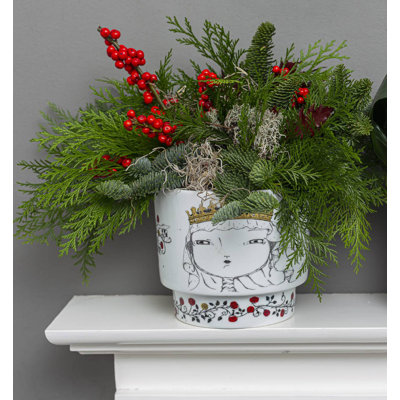 Vase de table en porcelaine Rainhas de Portugal blanc / noir / or 6,1811 po