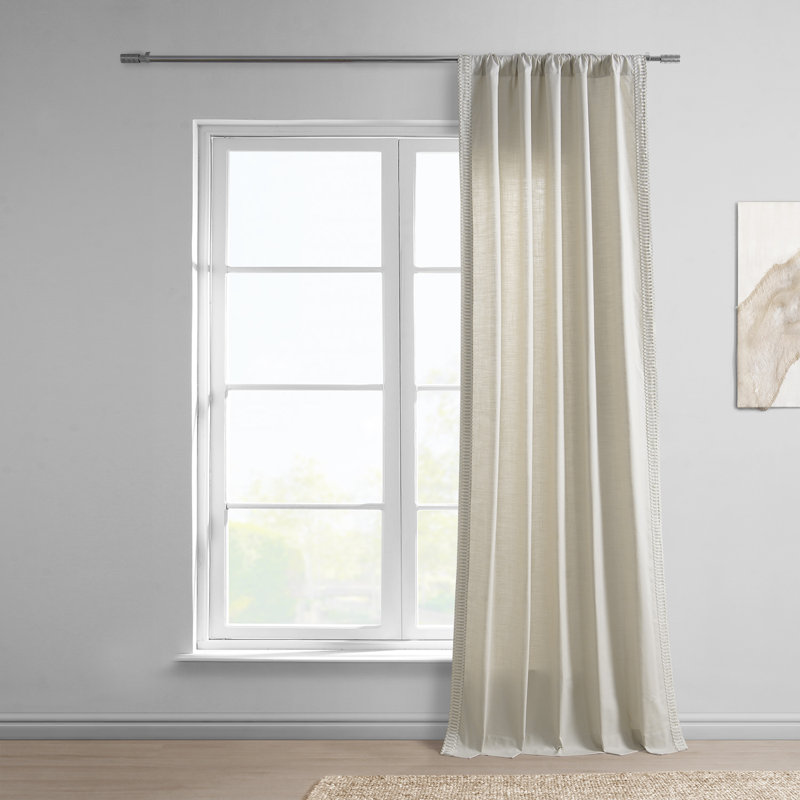 100% Cotton Semi Sheer Curtain Single Panel, 50" W x 84" L, Maidstone White