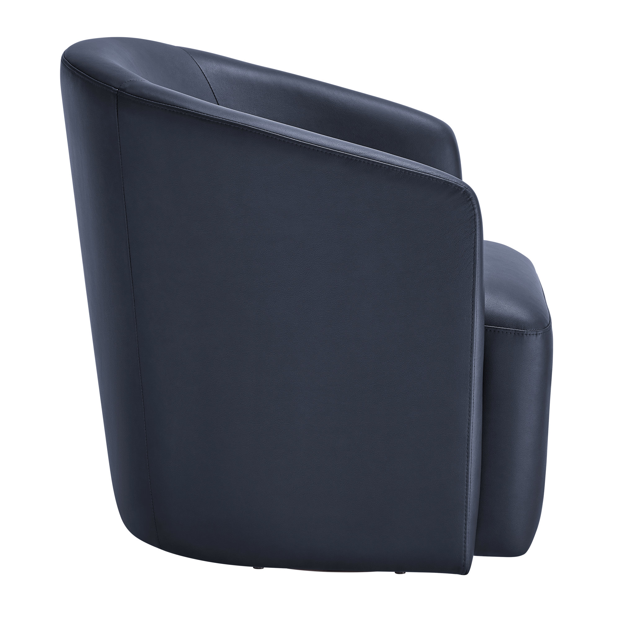 Armino Midnight Faux Leather Swivel Barrel Chair, Midnight Blue Faux Leather