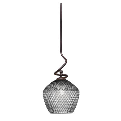 Sheffield Stem Hung Mini Pendant Shown In Brown, 9" Smoke Glass