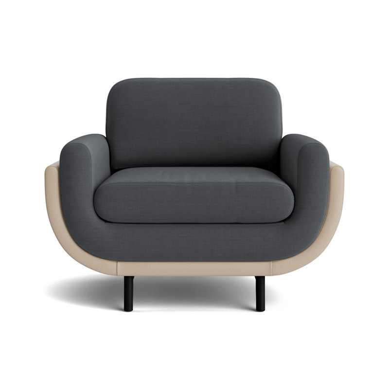 Regatta Chair, Linen - Charcoal/Greenwich Leather - Taupe, Black