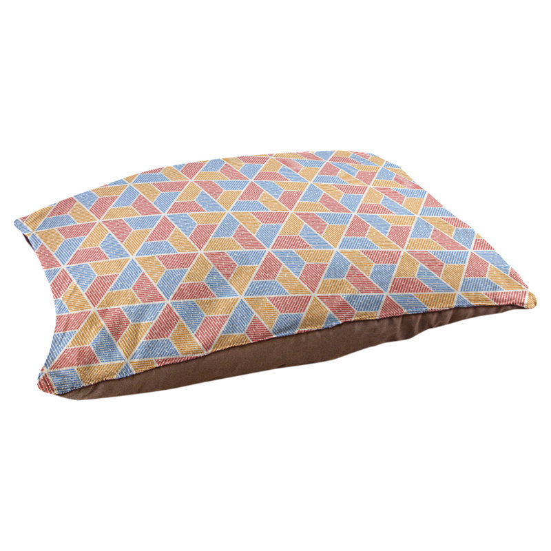 Coussin pour chien Byrge Trapezoids, Grand (l 40 po x P 30 po x H 32,5 po), Bleu, jaune et orange