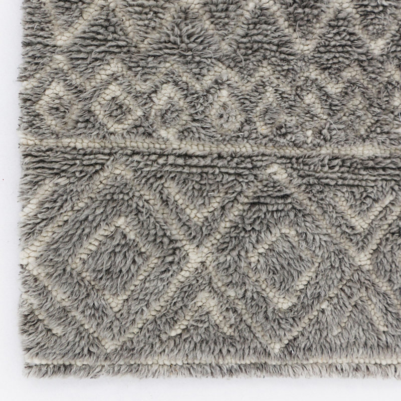 Tapis géométrique gris en laine / coton touffeté à la main Cement the Deal, Rectangle de 6 pi x 9 pi
