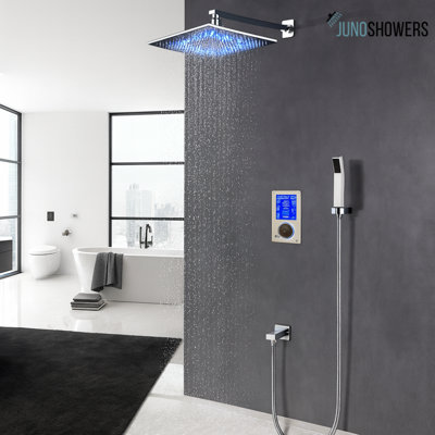 Wall-Mounted Shower System with Thermostatic Valve and Handheld Spray