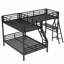Lit mezzanine en métal attaché, avec un bureau
