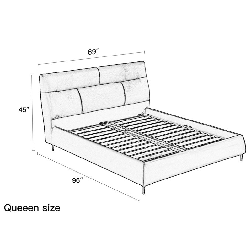 Lit plateforme tapissier Atrice, Grand