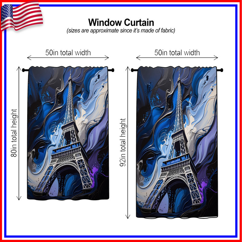 Rideaux de fenêtre Eiffel, voilages et rideaux occultant - 1 panneau, 50 po x 92 po - 1 panneau, Transparent