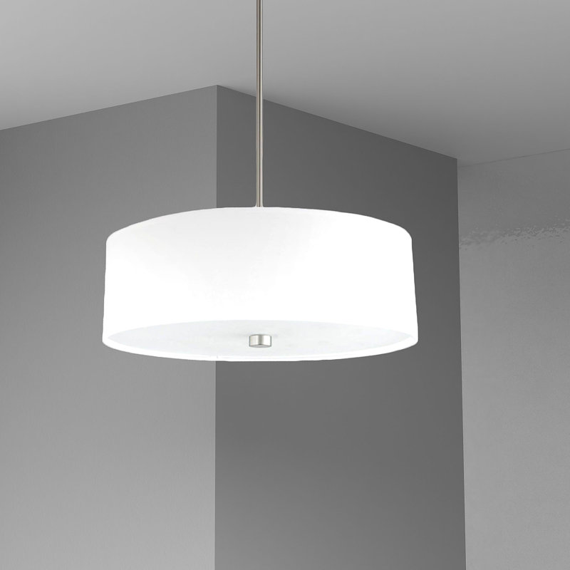 Tess 4 - Light Dimmable Drum Chandelier, Satin Chrome, White