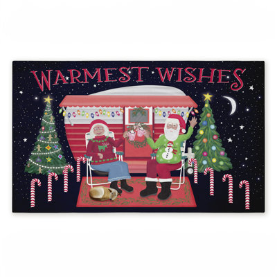 Tapis de porte d'extérieur imprimé Warmer Wishes Christmas, par Darlene Seale, 18 po x 30 po