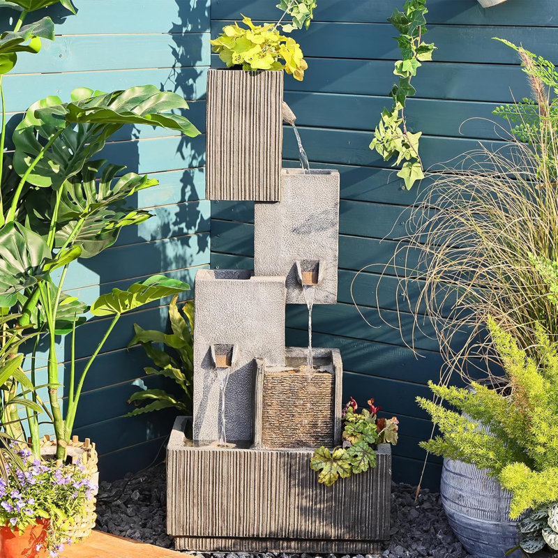 Muneeza Hand Crafted Weather Resistant Floor Fountain with Light