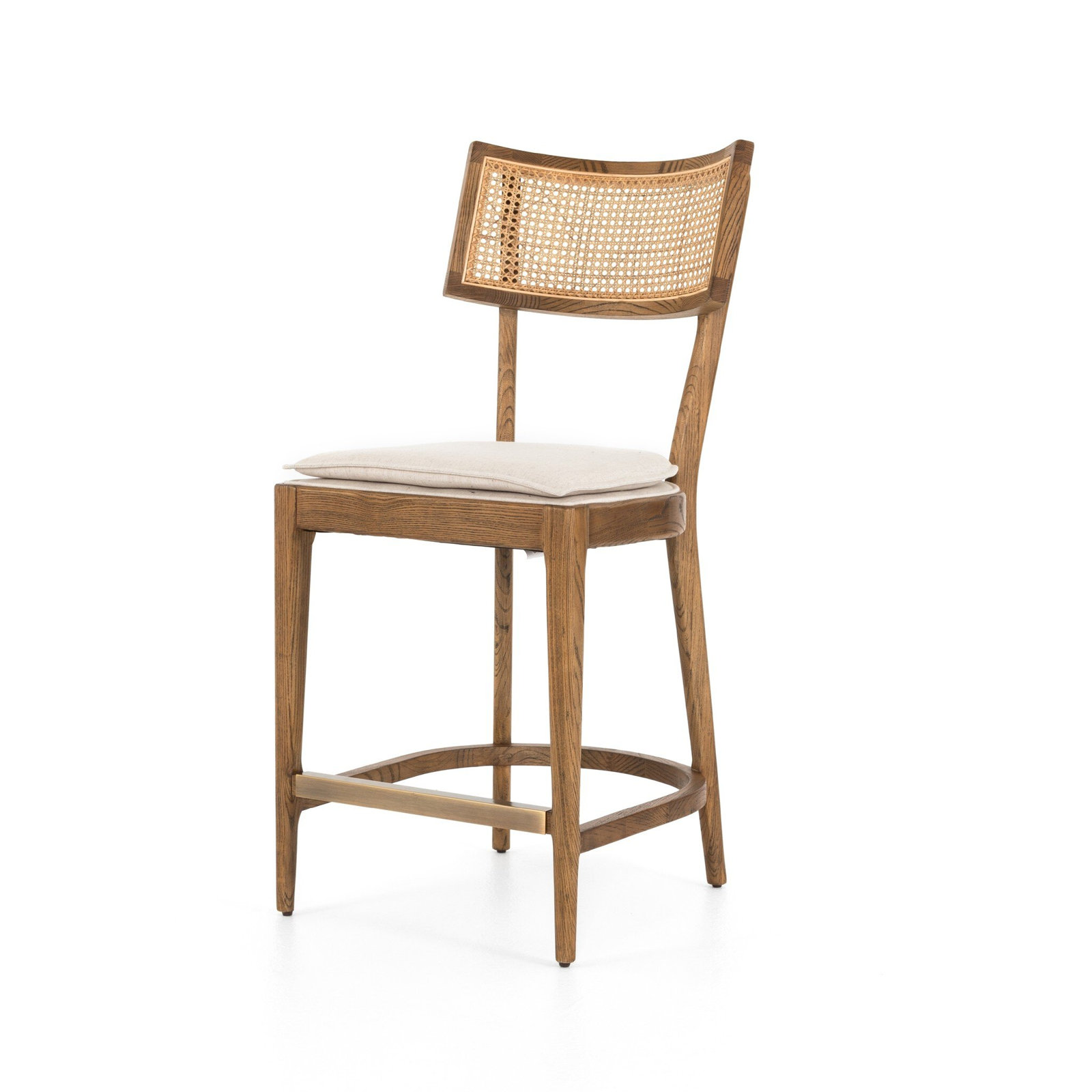 Britt Cane Stool, Cream, Counter Stool (26" Seat Height), Light Natural