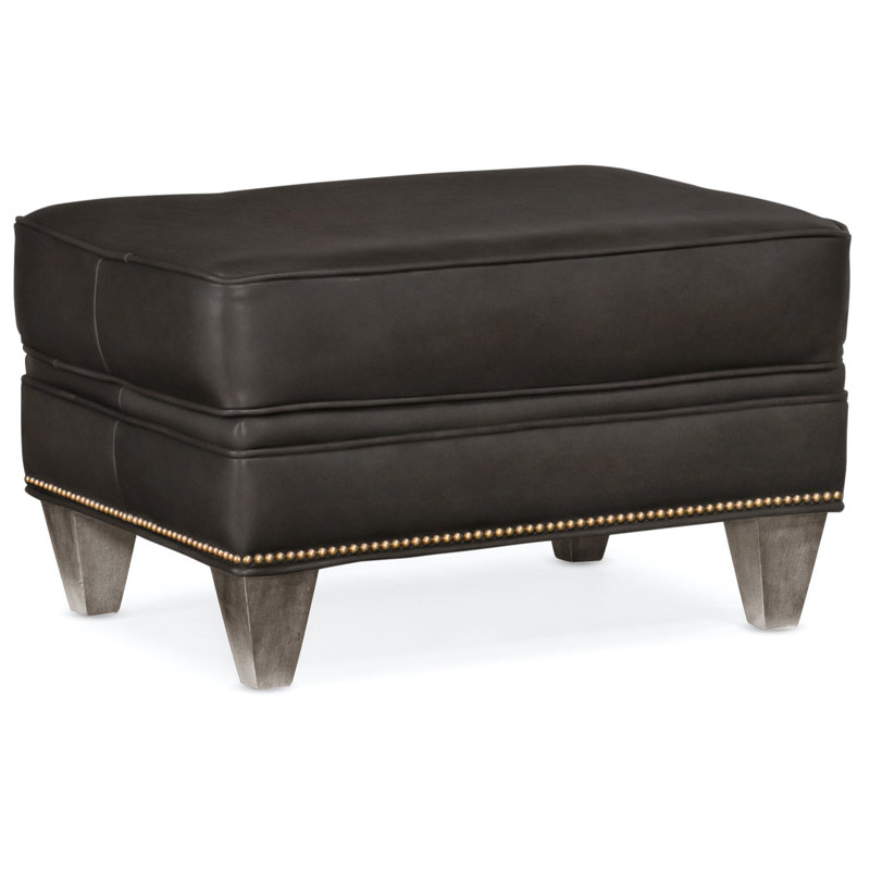 Reddish Ottoman, Stone, French Natural, Aline Fumo Genuine Leather