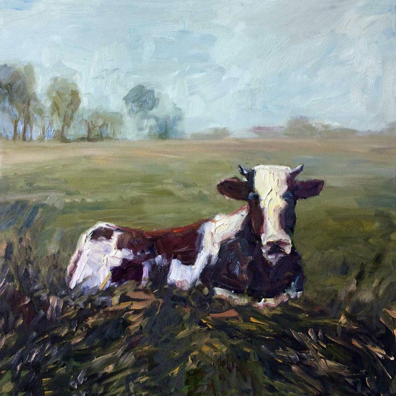 «Lone Cow» - reproduction d'art sur toile, H 20 po x l 20 po x P 1 po, Unframed