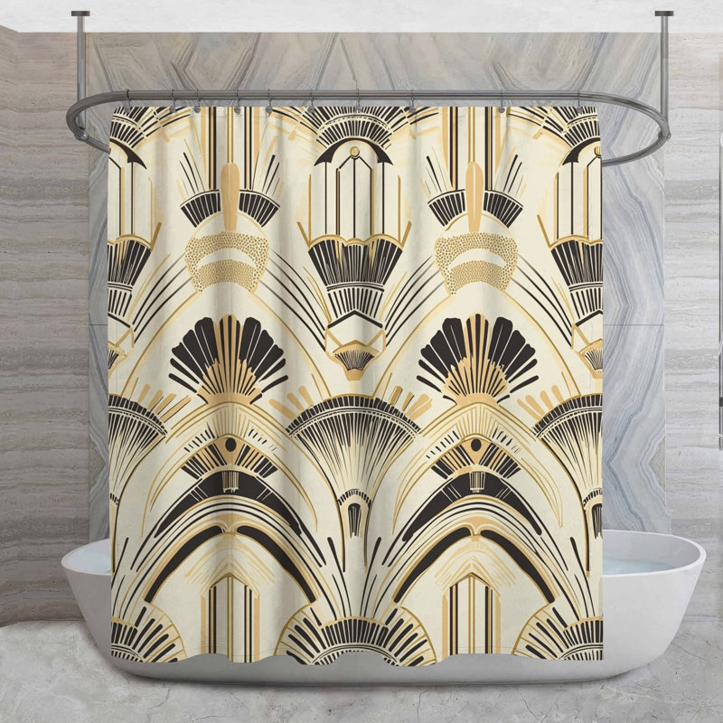 Rideau de douche Shells - motif de salle de bain Hollywood Regency, H 73 po x l 70 po