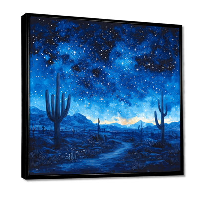 Markcus cactus sous le désert, étoiles bleues I - cactus grand, art mural
