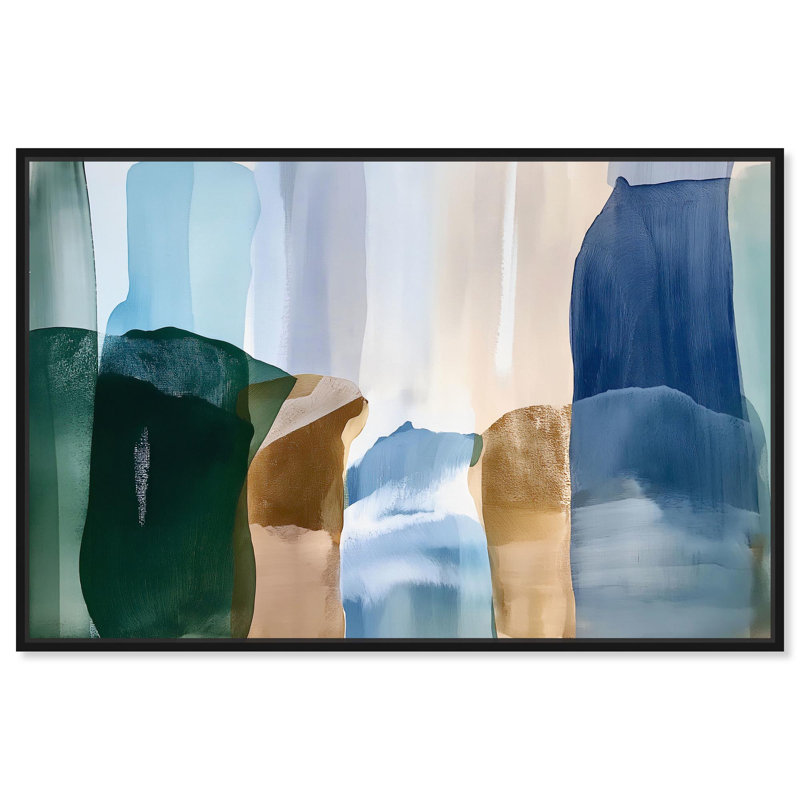 Abstrait numérique sur toile Contoured Calm II par Art Remedy, H 11 po x l 16 po, Cadre flottant noir