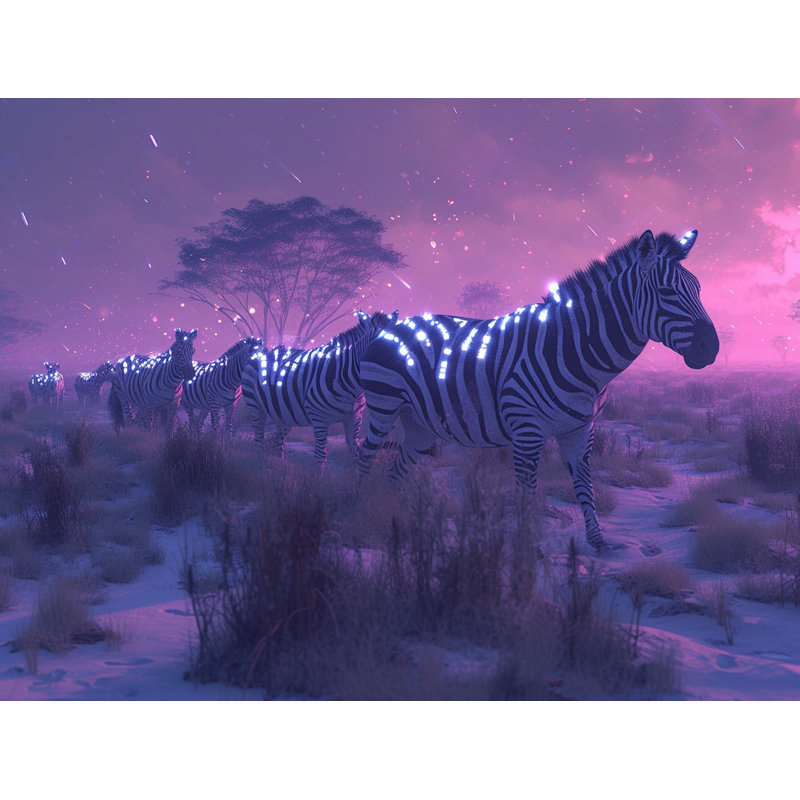 Rideaux de fenêtre Zebra Fantasy Glowing Animals Drapes - 2 panneaux_11490, H 56 po x l 80 po