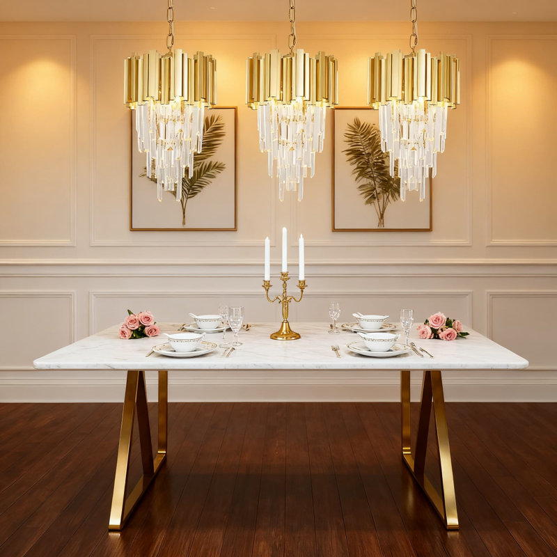 Luminaire suspendu en cristal moderne à 3 lumières à intensité variable avec cristaux K9 pour îlot de cuisine