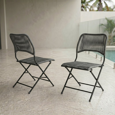 Reno Patio Folding Chairs Set Of 2, Stackable Outdoor Portable Patio Dining Chairs With Armrests For Lawn, Camping, Dining, Beach, Metal Frame, No Assembly, Charcoal