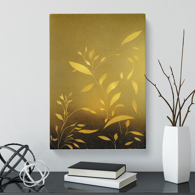 CAN-V0523-1326X Leaf Gold - Wrapped Canvas Print, 50cm H x 35cm W x 3cm D