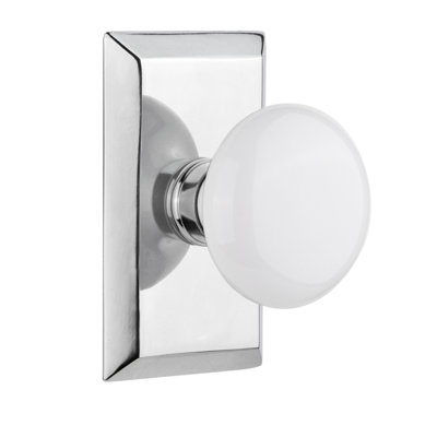 Plaque Studio avec poignée de porte en porcelaine blanche