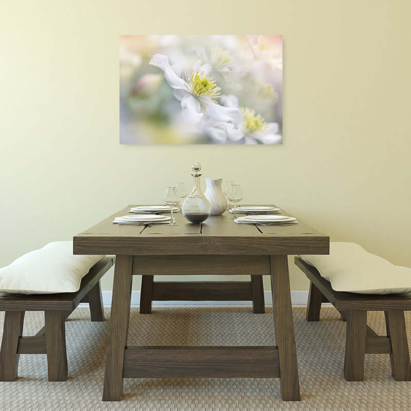 Soft White Clematis Delicate Dreamy Serene Flower Nature Wall Art Print by Jacky Parker - Print, 60.96cm H x 91.44cm W
