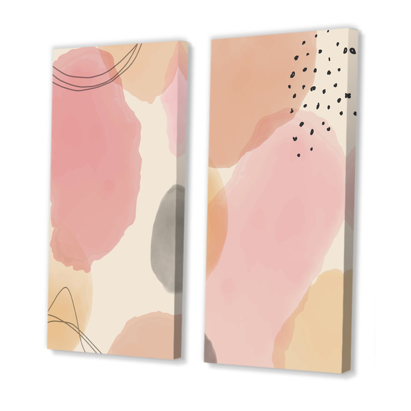 «Abstract Pastel Minimalistic Clouds I», ensemble de 2 peintures, Toile tendue, H 20 po x l 24 po x P 1 po