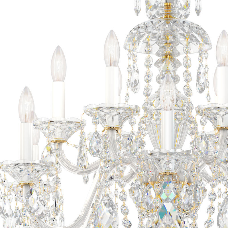 Sterling 12 - Light Glass Chandelier, Polished Silver, Swarovski Spectra, 220 V