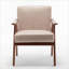 Chaise d'appoint Mid-Century moderne pour adultes, structure en bois massif de revêtement en microfibre, sièges supplémentaires pour le salon, brun clair (brun clair)-1808731333