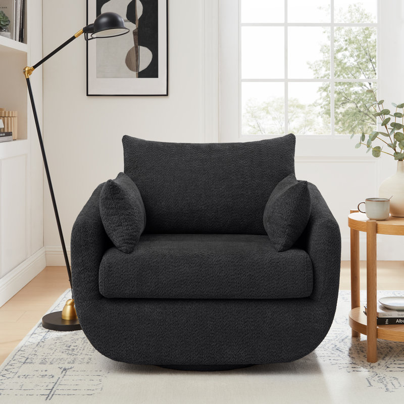 Rayel 40 "Width Swivel Single Chair Sits Deep And Comfortable, Gray Polyester