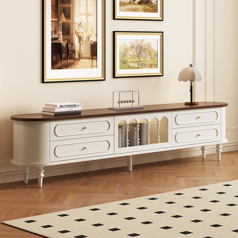 Meuble télé de rangement de style français, H 20,9 po x L 78,7 po x l 15,7 po