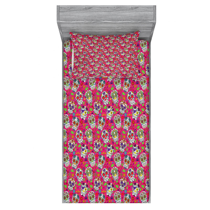 Microfiber Floral Sheet Set, Twin XL Sheet Set with Fitted Sheet