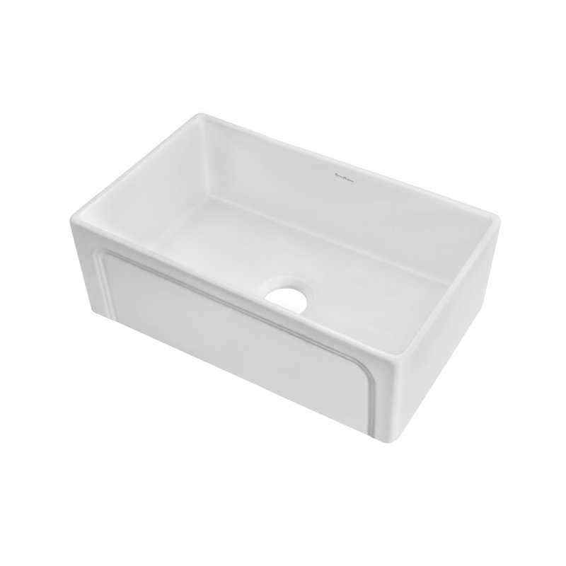 Lyon 30 x 18 Fireclay, Single Basin, Farmhouse Kitchen Sink in White, White