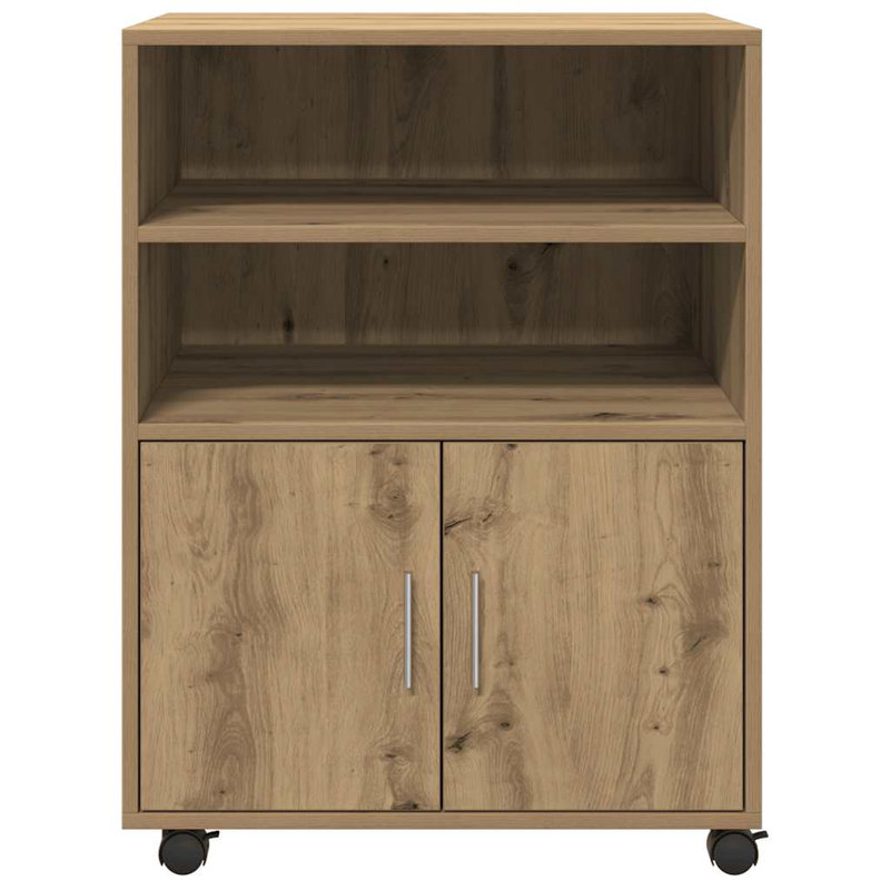 Rolling Cabinet Engineered Wood, Artisian Oak
