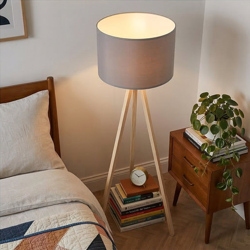 Kisa 57" Tripod Floor Lamp, Gray, Cream