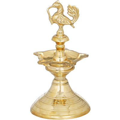 7" Brass Peacock Lamp (Annam Diya) – Handmade Indian Ritual Diya for Puja, Altar, and Artistic Home Accent