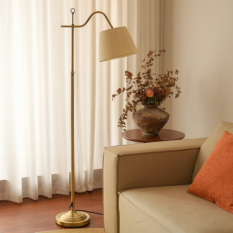 Maraia 62.2'' Golden Arched Floor Lamp, Beige