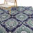 Marama Dark Blue Medallion Indoor/Outdoor Area Rug-1024016252
