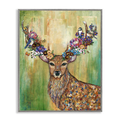 Giclée encadrée à motif de cerfs rouges, design par Lisa Morales