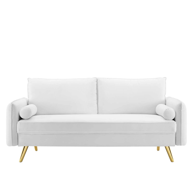 Audrey 72'' Velvet Sofa, White Velvet