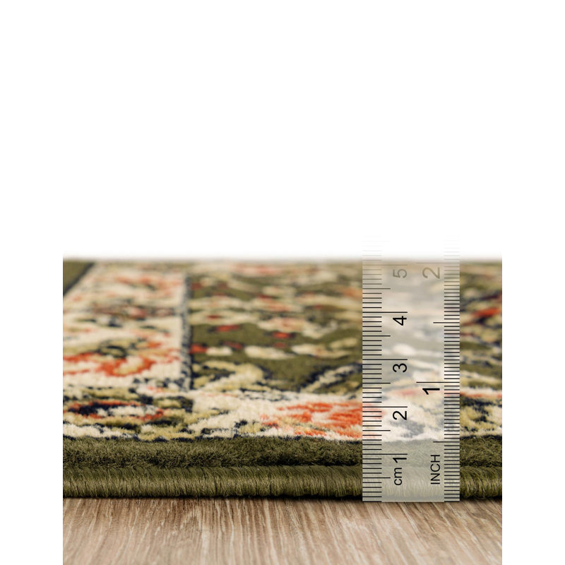 Tapis bourgogne Bhatari, Carré 7 pi 10 po, Vert