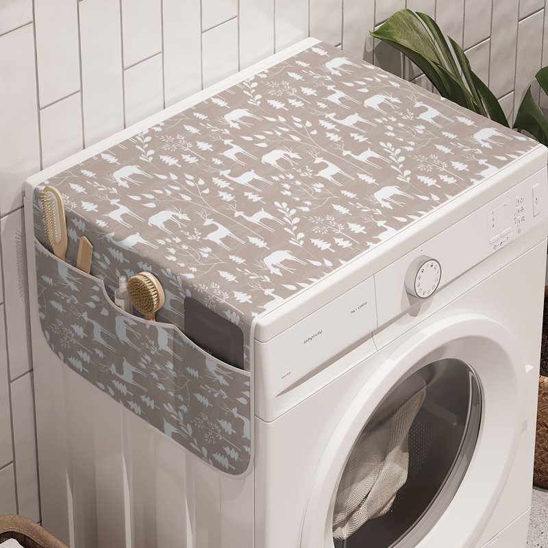 East Urban Home Winter Washing Machine Organizer Pack of 2 47" x 18.5" Warm Taupe White