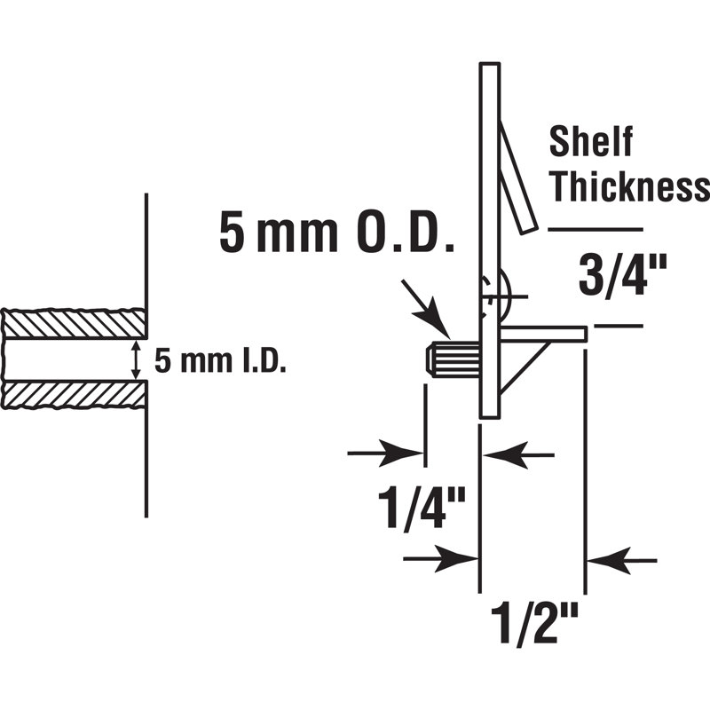 Prime-Line Self-Locking Shelf Support Pegs, Plastic, 4.82' H x 1.88' W