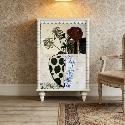 Commode d'entrée Mid-Century en bois massif