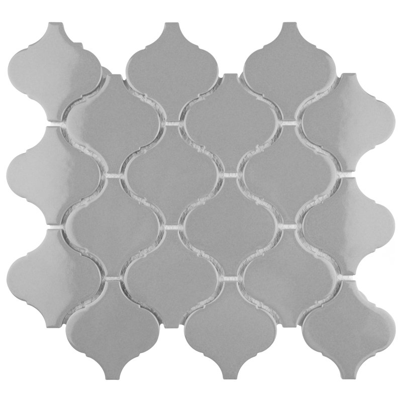 Metro Lantern 9-1/2 " x 10-3/4 " Porcelain Mosaic Floor and Wall Tile, Light Gray Glossy